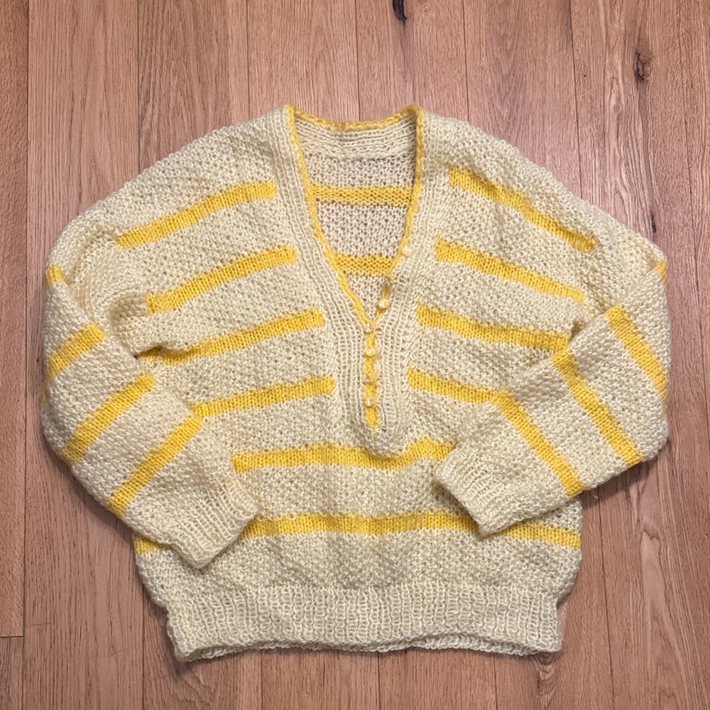 Vintage Yellow Striped Women's Sweater